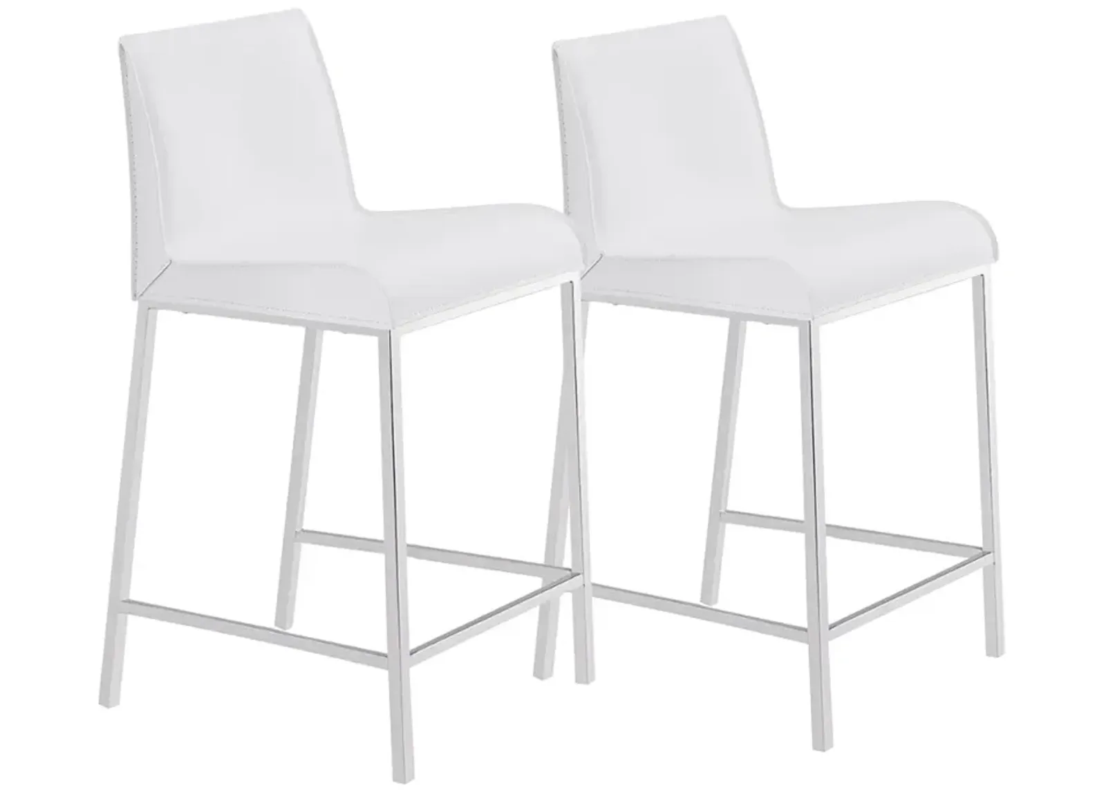 Cam 24" White Leather Counter Stool Set of 2