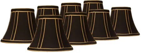 Black with Gold Trim Chandelier Clip Shades 3x6x5 (Clip-On) Set of 8