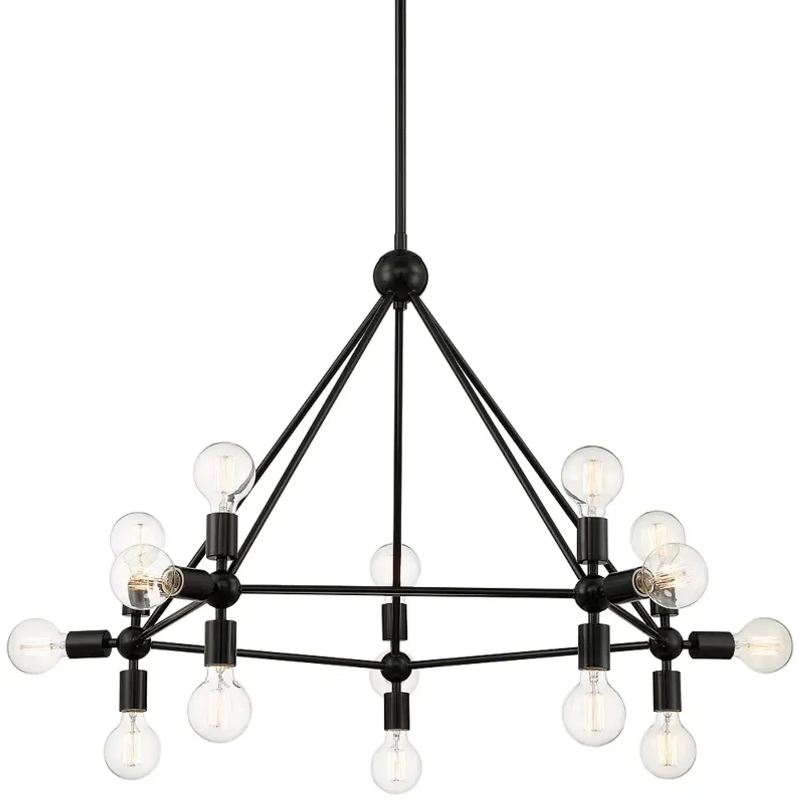 Lundry 45" Wide Gloss Black 15-Light Pentagon Chandelier