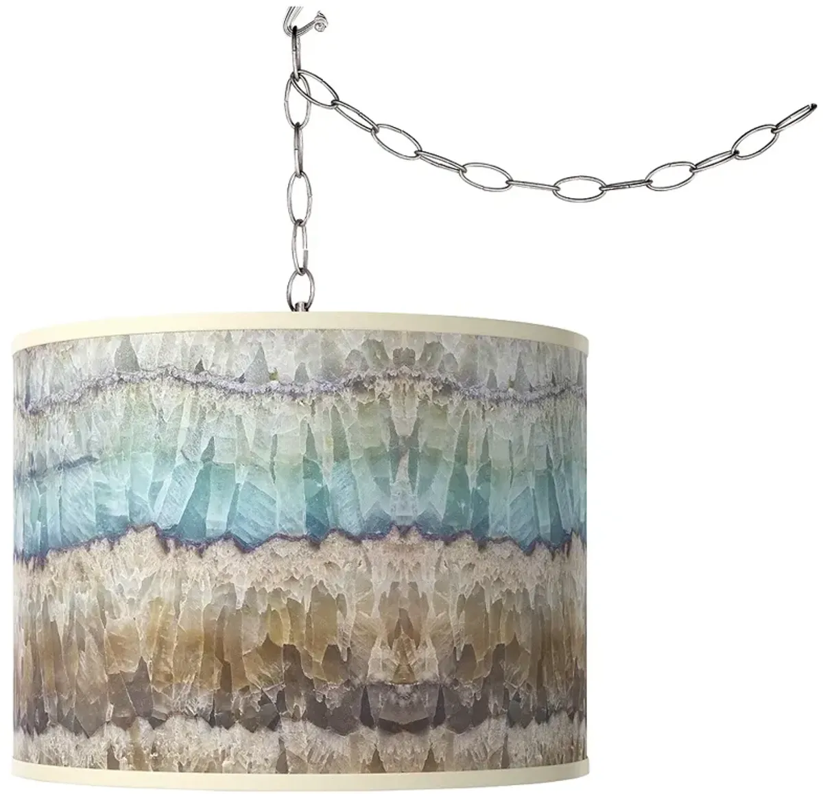 Giclee Glow 13 1/2" Marble Jewel Pattern Shade Plug-In Swag Pendant