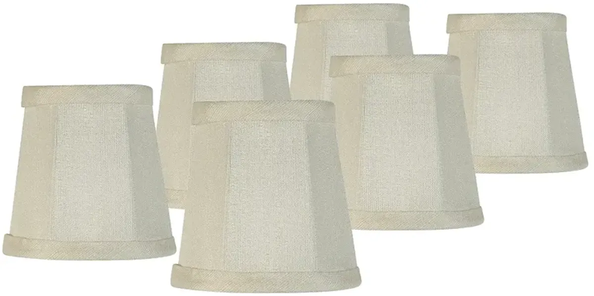 Imperial Collection Creme Fabric Lamp Shades 3x4x4 (Clip-On) Set of 6