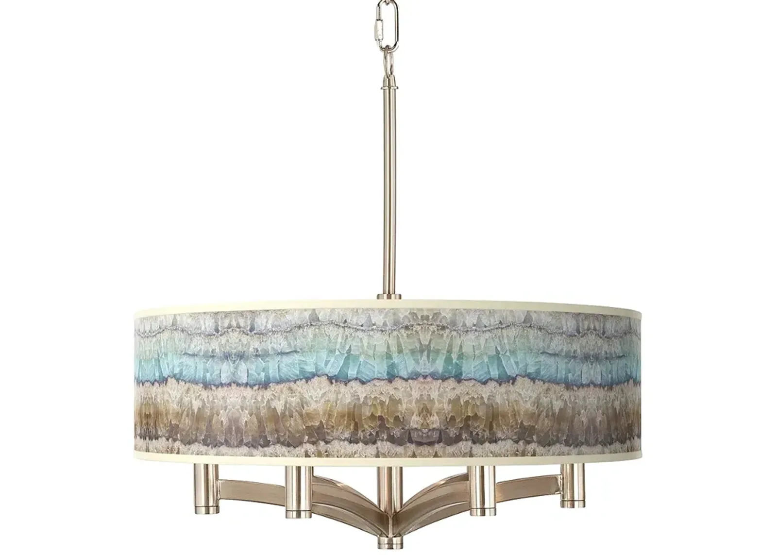 Giclee Glow Ava 20" 6-Light Marble Jewel Shade and Nickel Drum Pendant