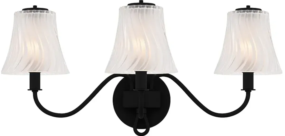 McKinney 3-Light Matte Black Bath Light