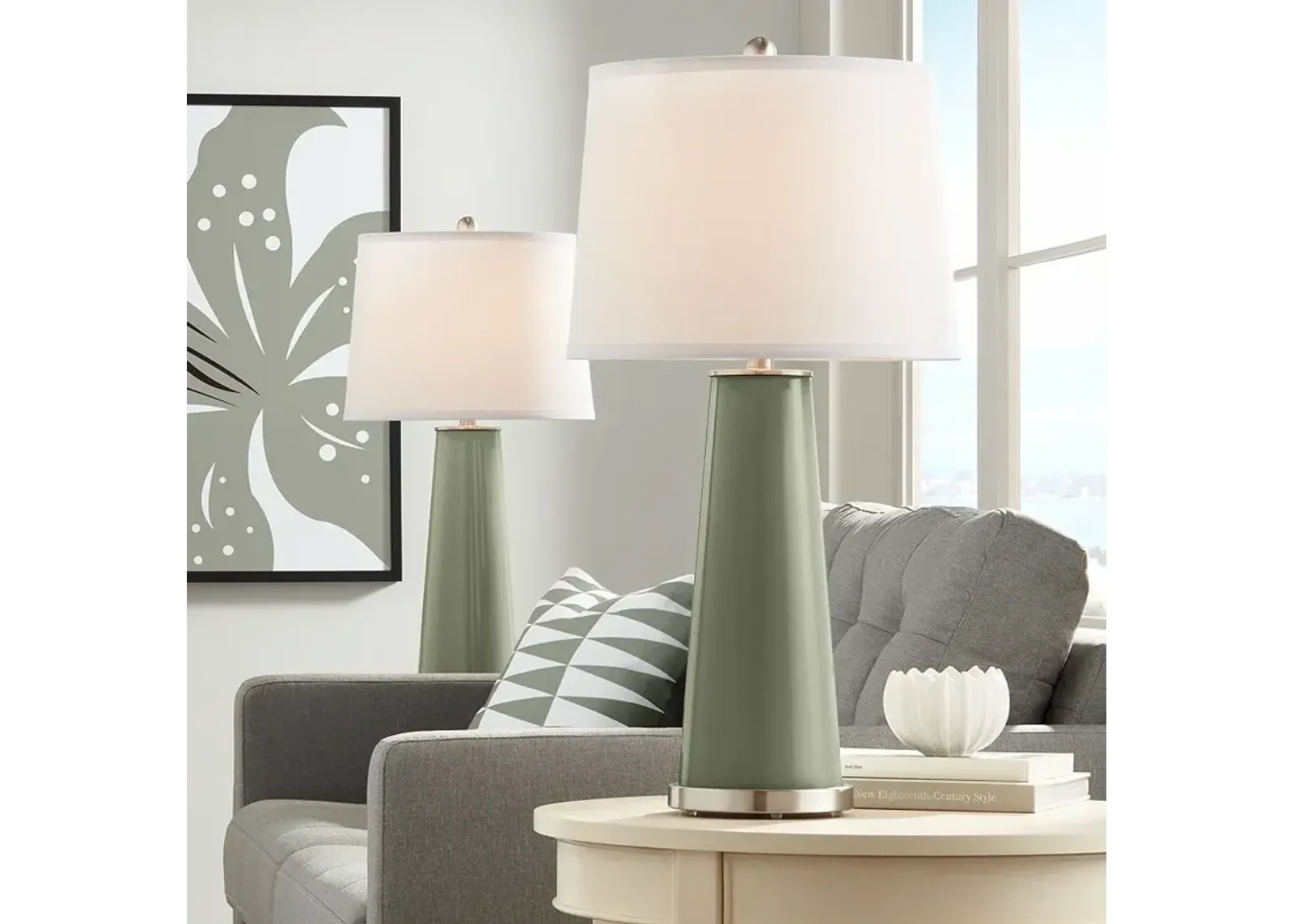 Color Plus Leo 29 1/2" Modern Evergreen Fog Table Lamps Set of 2