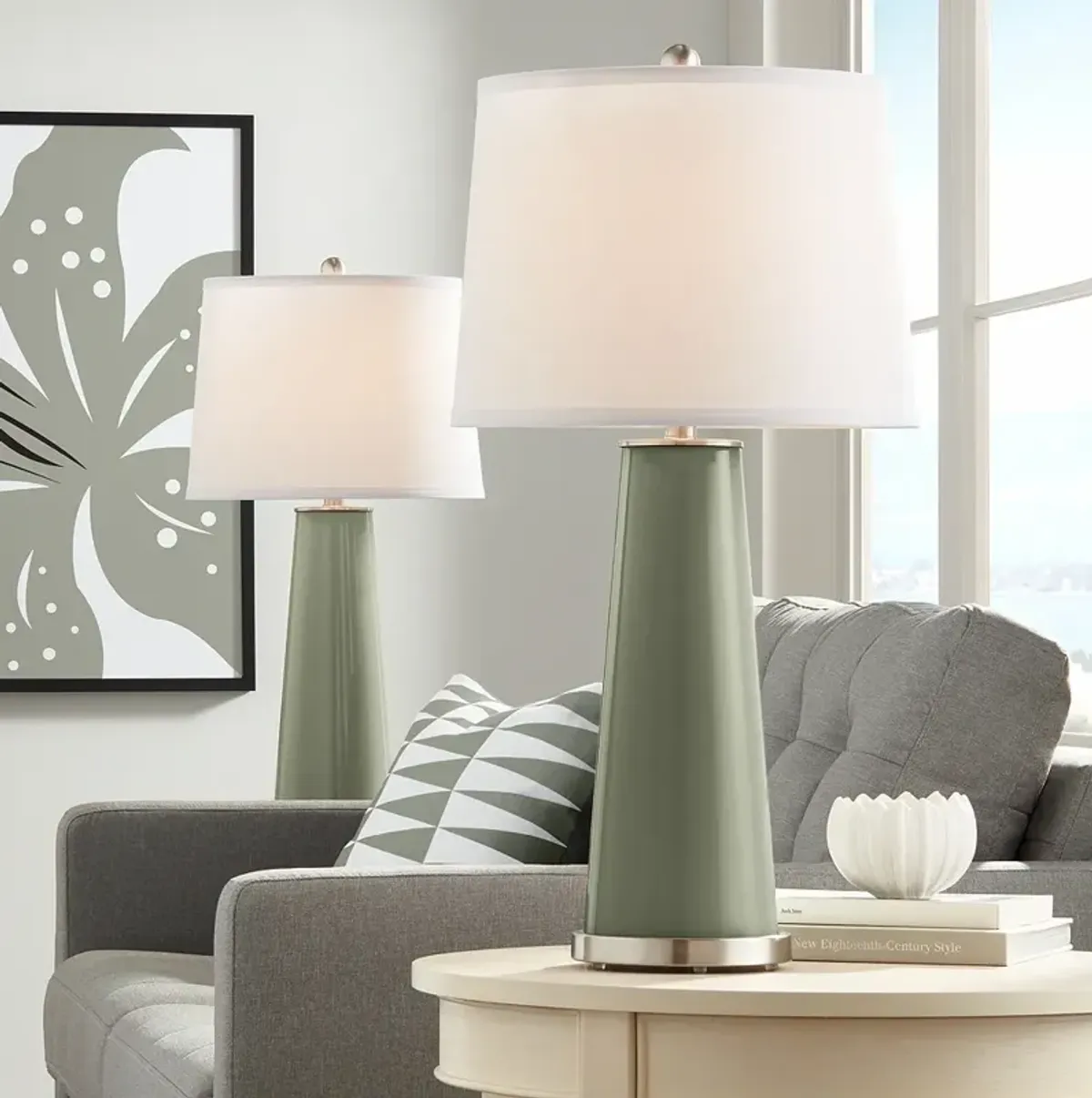 Color Plus Leo 29 1/2" Modern Evergreen Fog Table Lamps Set of 2