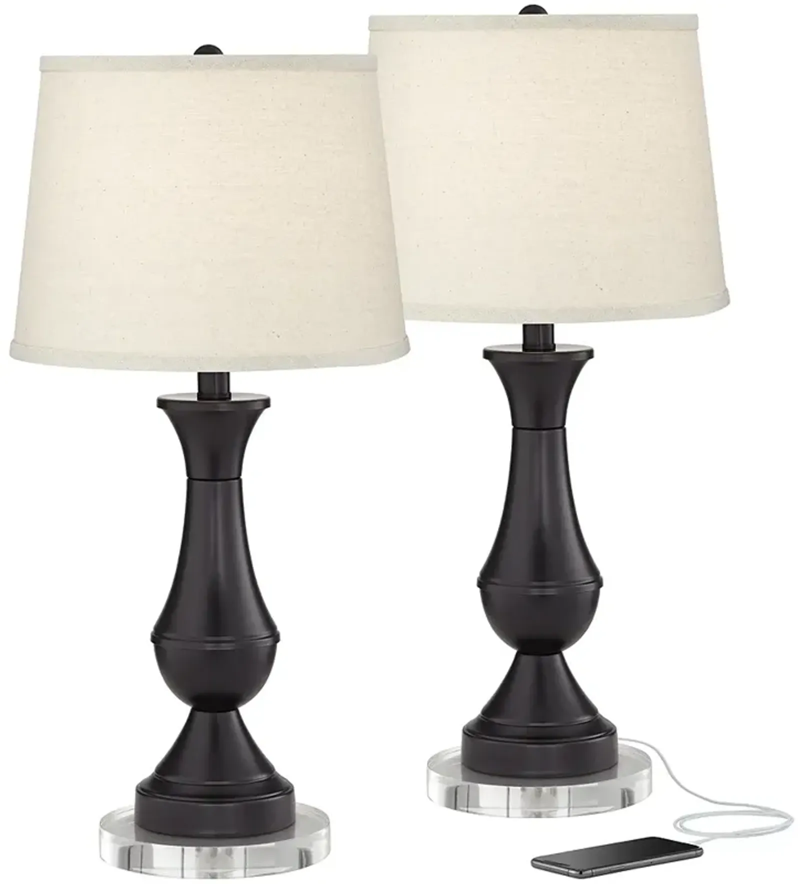 Regency Hill Blakely 26" Bronze Touch LED USB Lamps with Risers