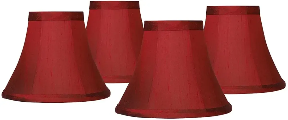 Deep Red Small Bell Clip Lamp Shades 3x6x5 (Clip-On) Set of 4