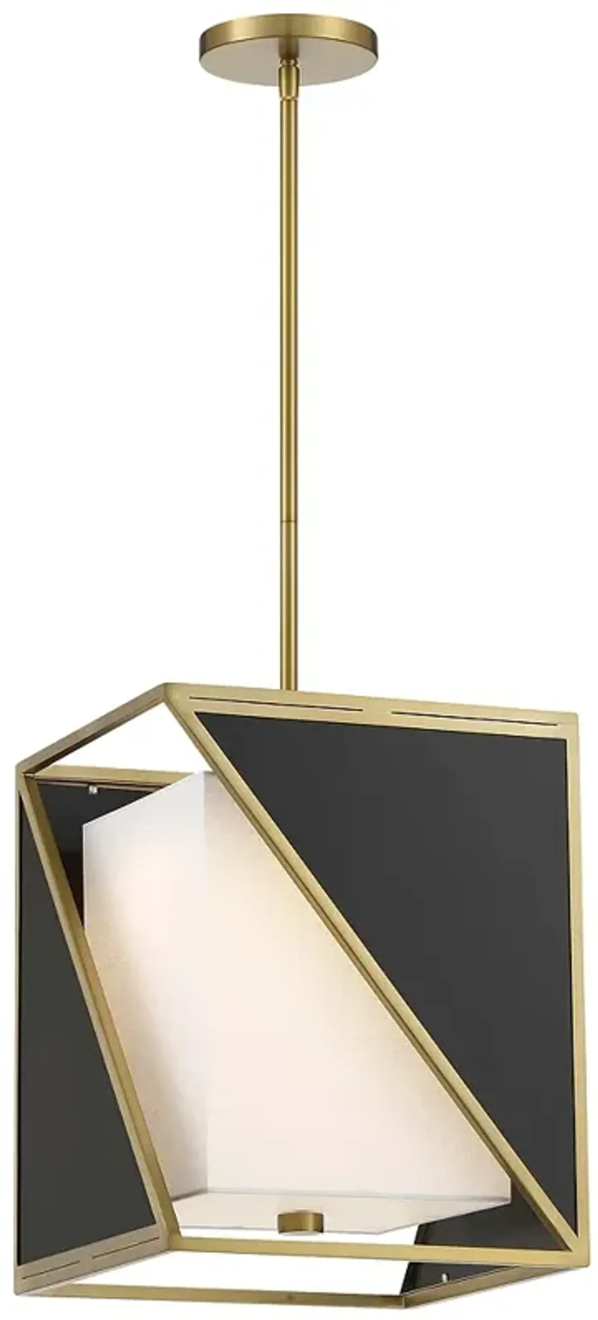 Metropolitan Aspect LED Black and Soft Brass Pendant with White Linen Shade