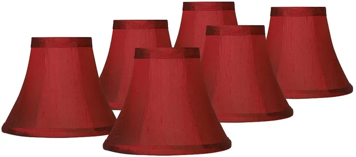 Deep Red Small Bell Clip Lamp Shades 3x6x5 (Clip-On) Set of 6