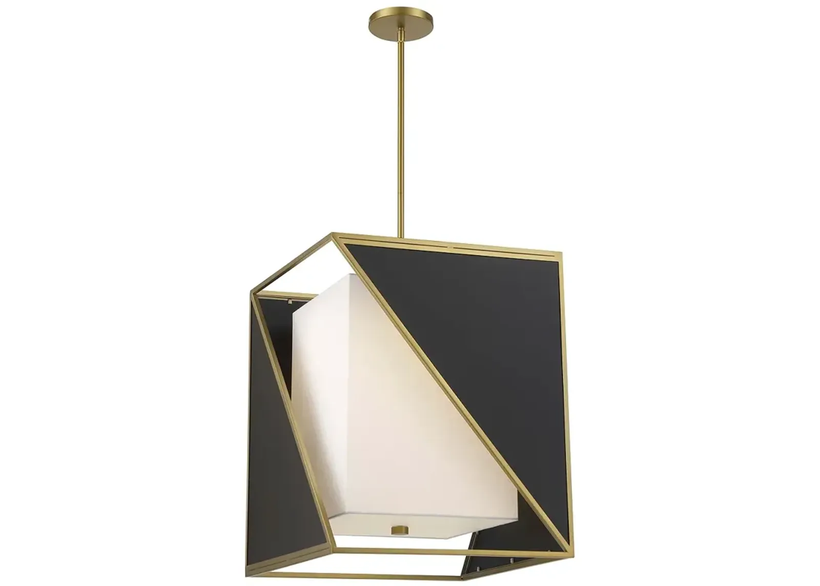 Metropolitan Aspect LED Black and Soft Brass Pendant with White Linen Shade