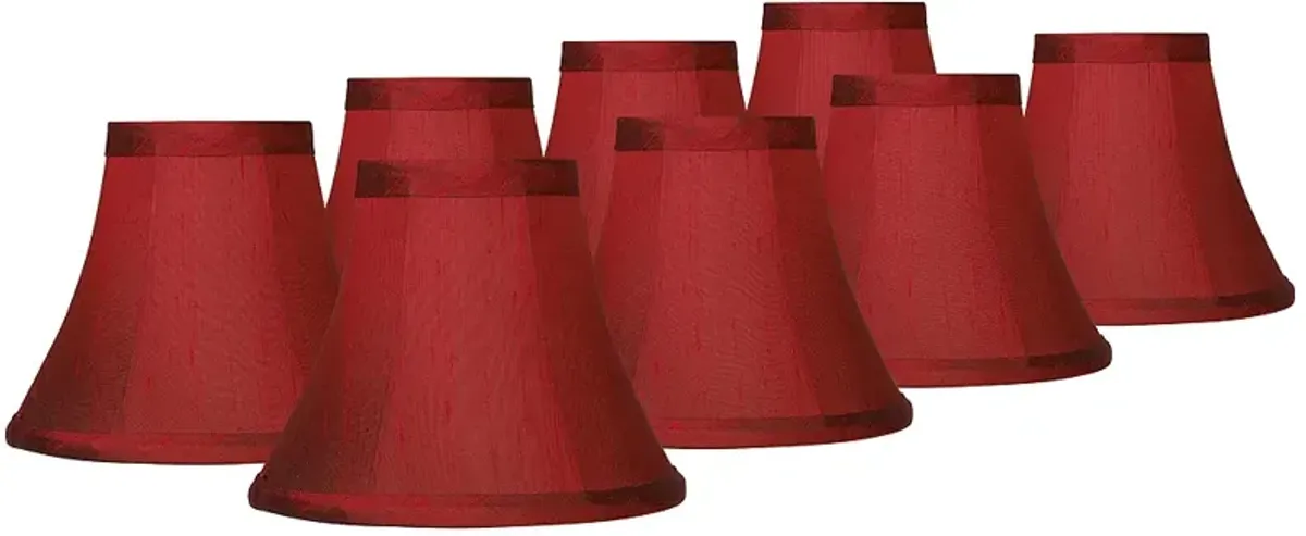 Deep Red Small Bell Clip Lamp Shades 3x6x5 (Clip-On) Set of 8