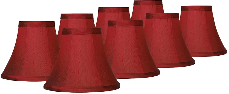 Deep Red Small Bell Clip Lamp Shades 3x6x5 (Clip-On) Set of 8