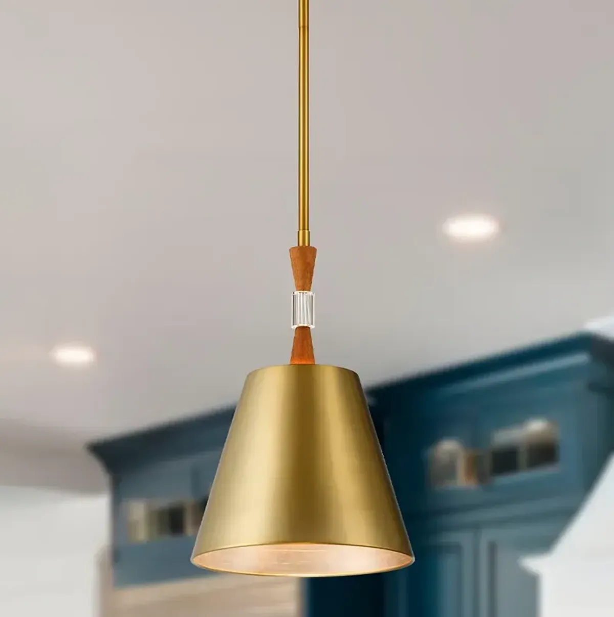 Metropolitan Baratti 1-Light Soft Brass Pendant with Soft Brass Metal Shade