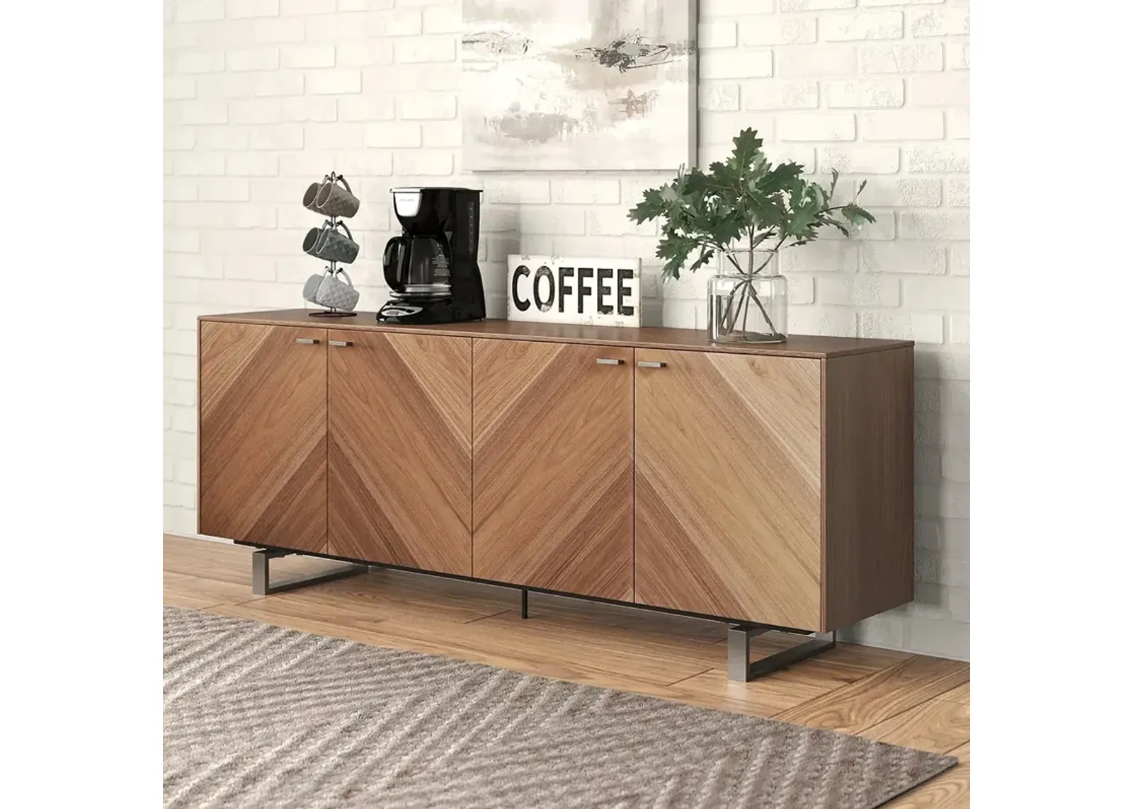 Alvarado 78 3/4" Wide American Walnut Wood 4-Door Sideboard