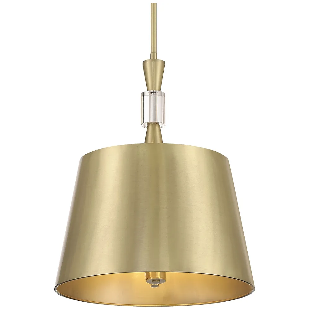 Metropolitan Baratti 3-Light Soft Brass Pendant with Soft Brass Metal Shade