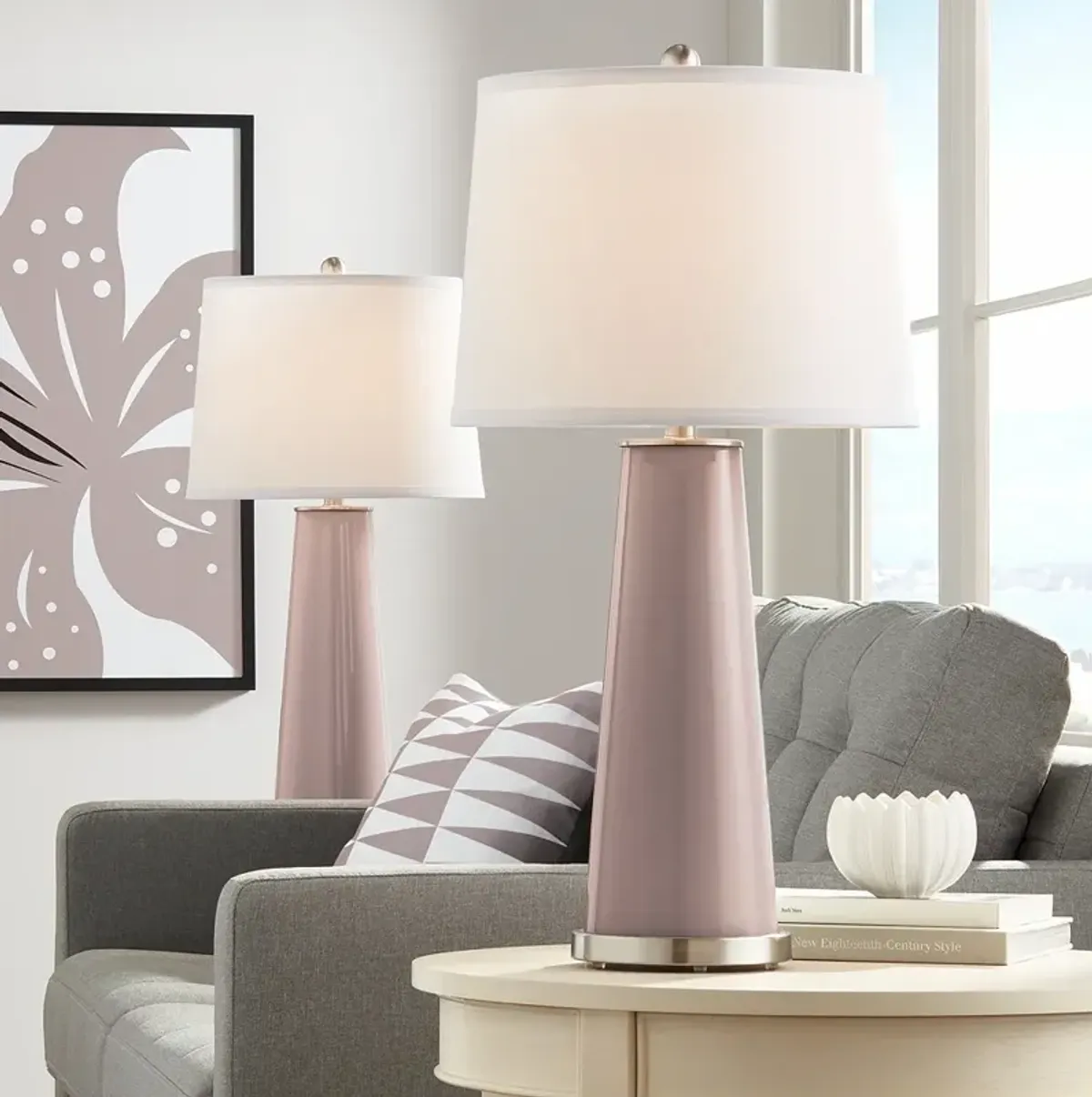 Color Plus Leo 29 1/2" Glamour Mauve Table Lamps Set of 2