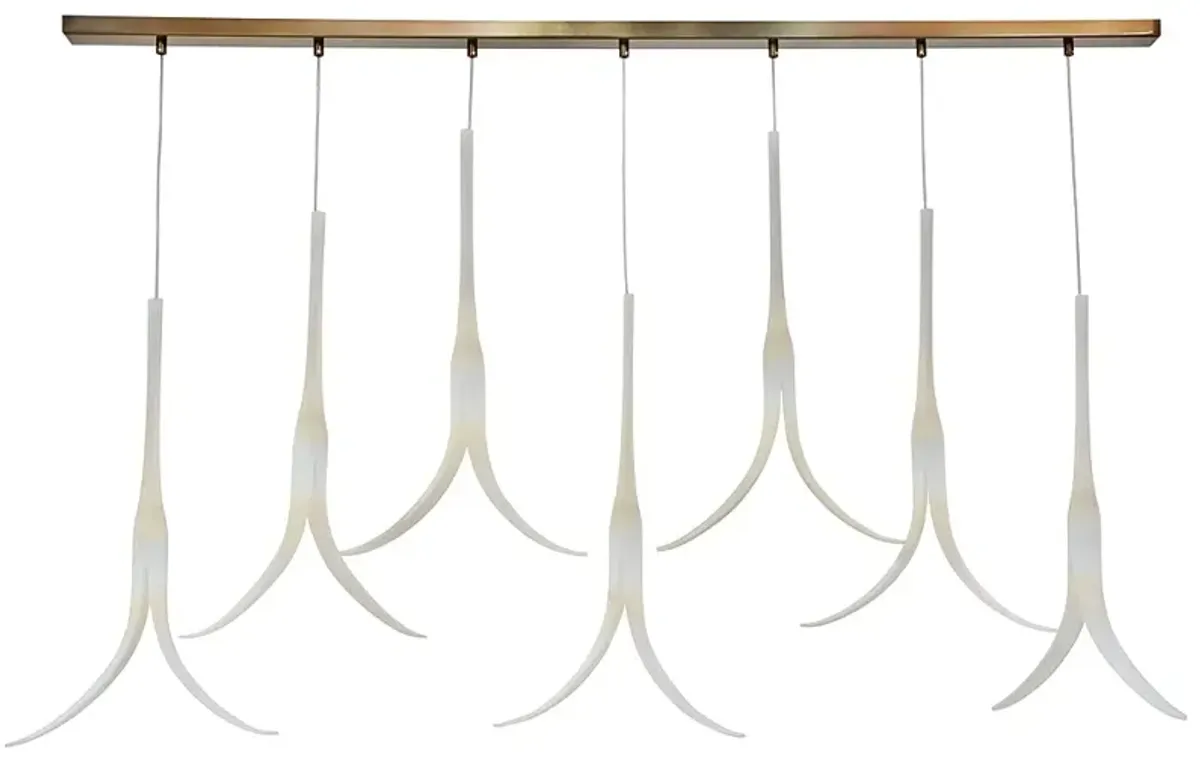 Metropolitan Featherly 7-Light Light Gold Island Chandelier with WhiteShade