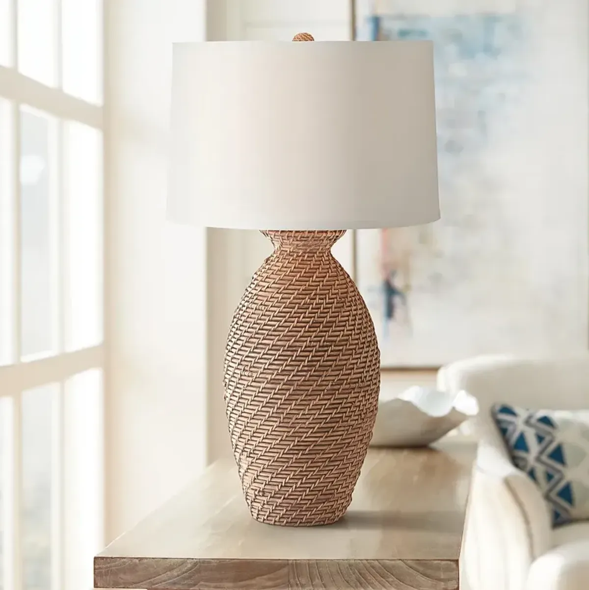 Pacific Coast Lighting 31" High Faux Rattan Table Lamp