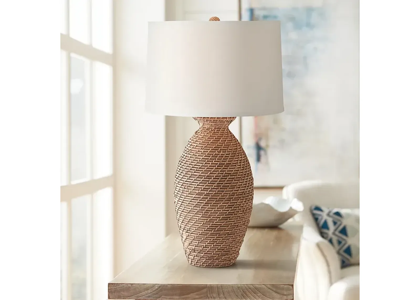 Pacific Coast Lighting 31" High Faux Rattan Table Lamp