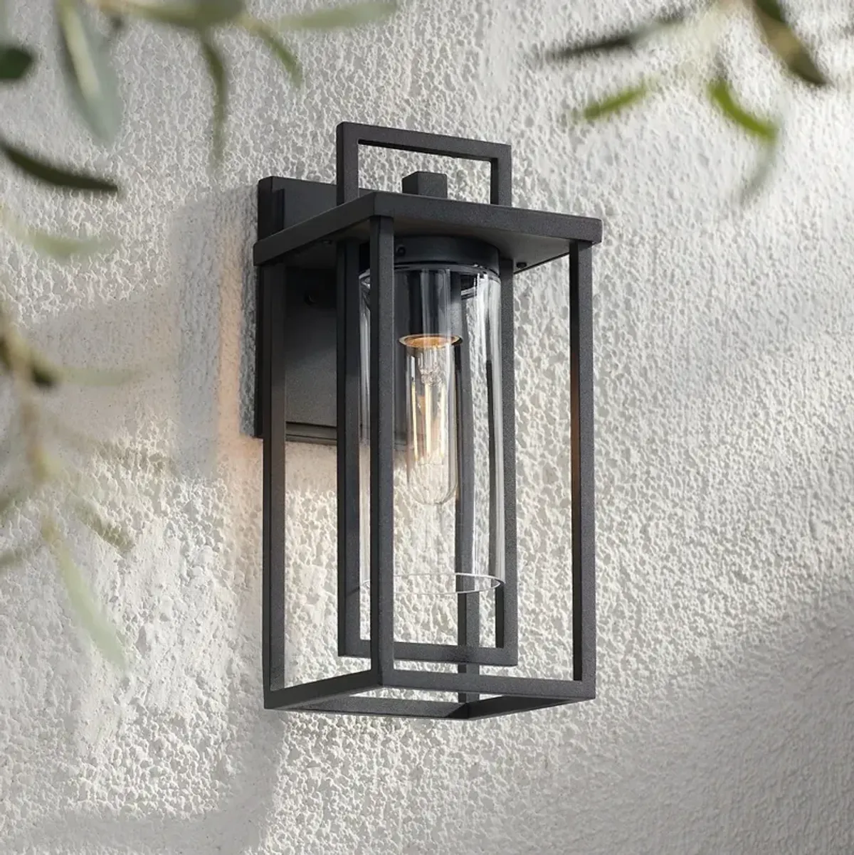 Possini Euro Raynor 13 1/2" High Sand Black Outdoor Barn Wall Light