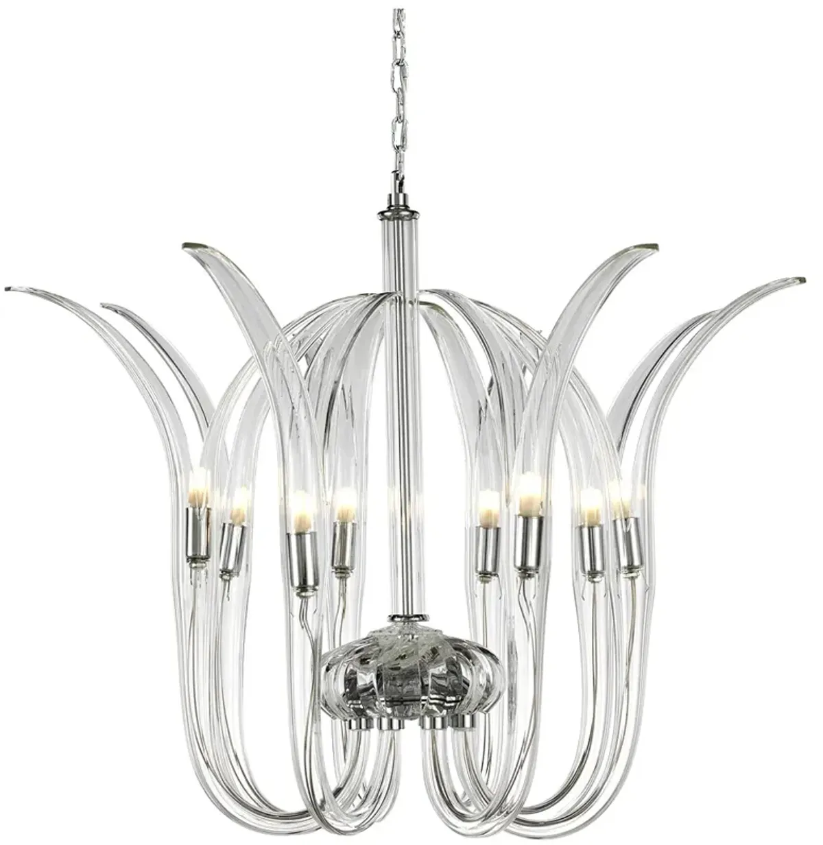 Metropolitan Cisne 8-Light Polished Nickel Pendant with Clear Crystal Shade