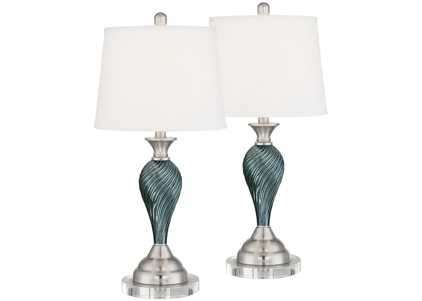 Regency Hill Arden 26" Twist Glass Table Lamps with Round Risers