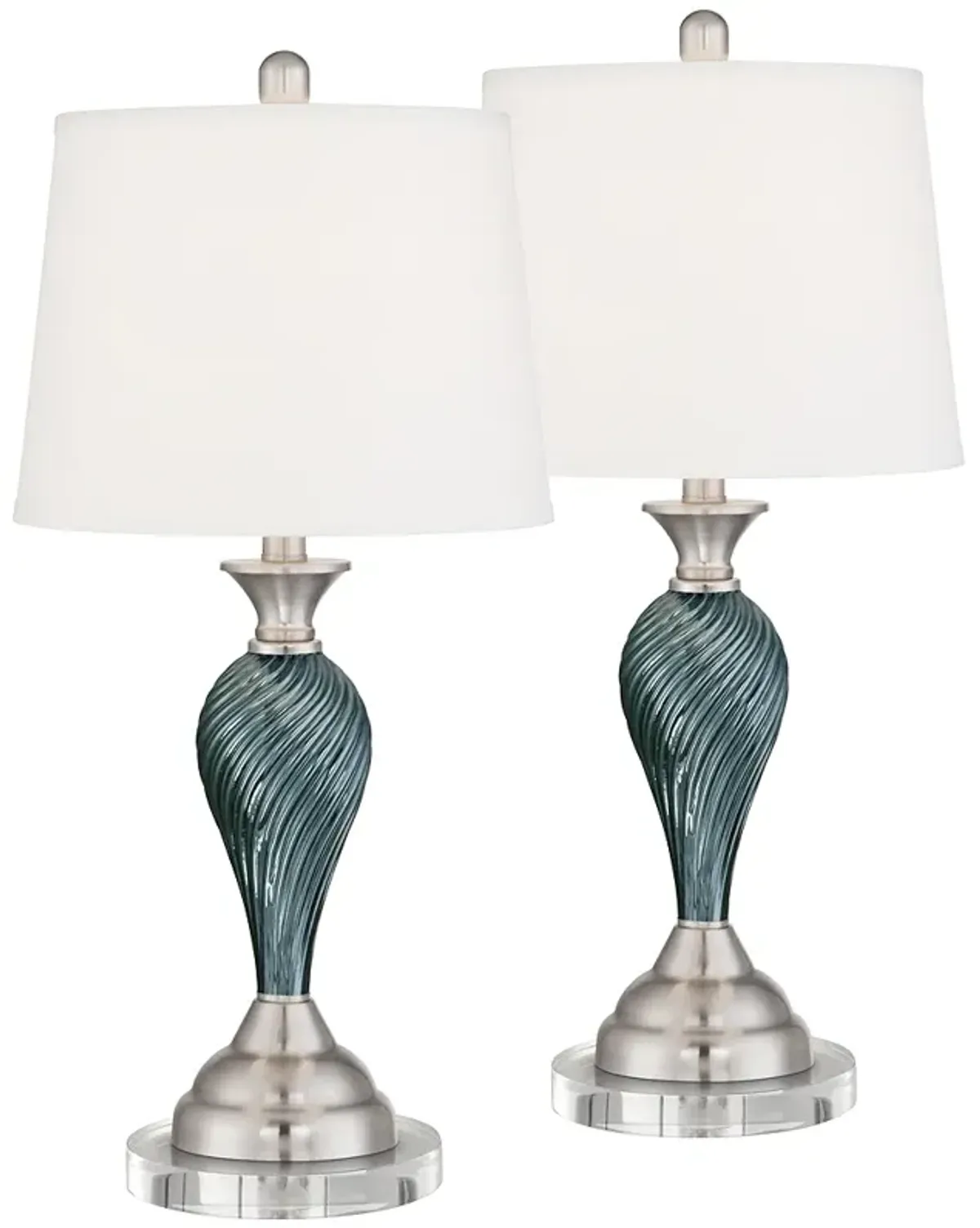 Regency Hill Arden 26" Twist Glass Table Lamps with Round Risers