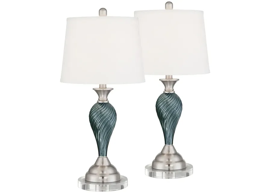 Regency Hill Arden 26" Twist Glass Table Lamps with Round Risers