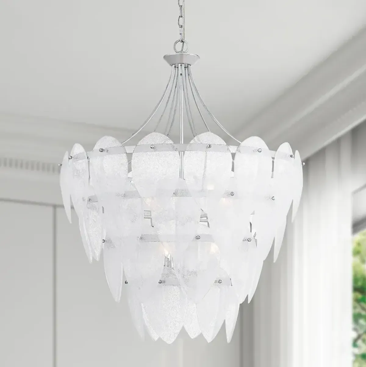 Lilestone 7-Light Silver Leaf Pendant