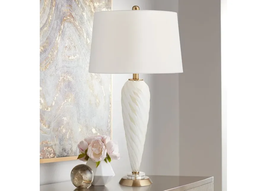 Pacific Coast Lighting Twist 30 1/4" High Pearl White Glass Table Lamp