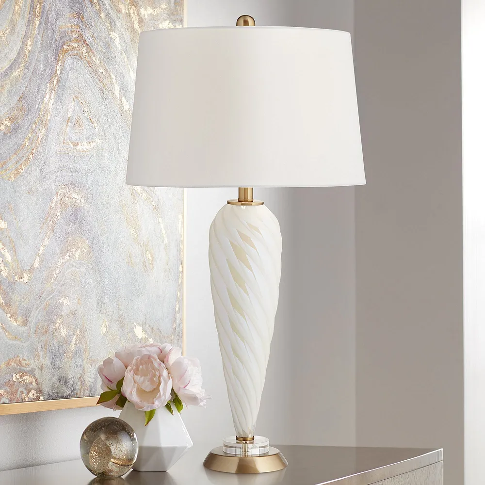 Pacific Coast Lighting Twist 30 1/4" High Pearl White Glass Table Lamp