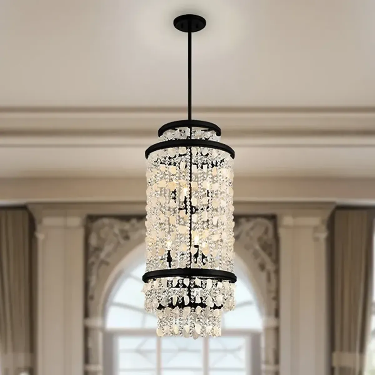 Minka Lavery Shimmering Elegance 6-Light Sand Black Foyer Pendant