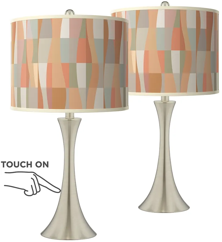 Sedona Trish Brushed Nickel Touch Table Lamps Set of 2