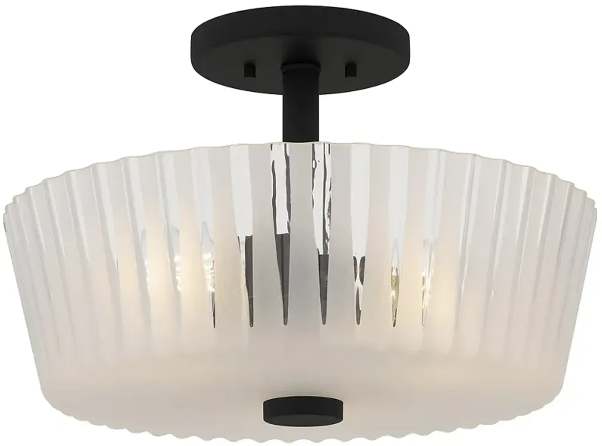 Gray 3-Light Matte Black Semi-Flush Mount