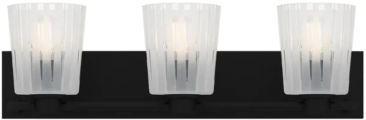 Gray 3-Light Matte Black Bath Light