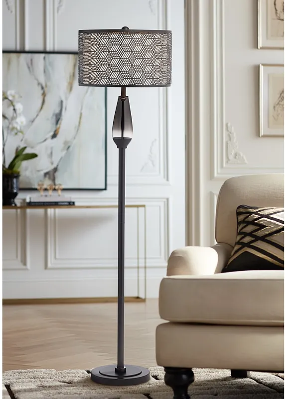 Pacific Coast Lighting 65" Gray Glass Metal Shade Modern Floor Lamp