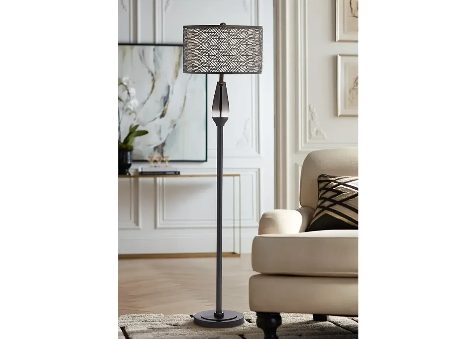 Pacific Coast Lighting 65" Gray Glass Metal Shade Modern Floor Lamp