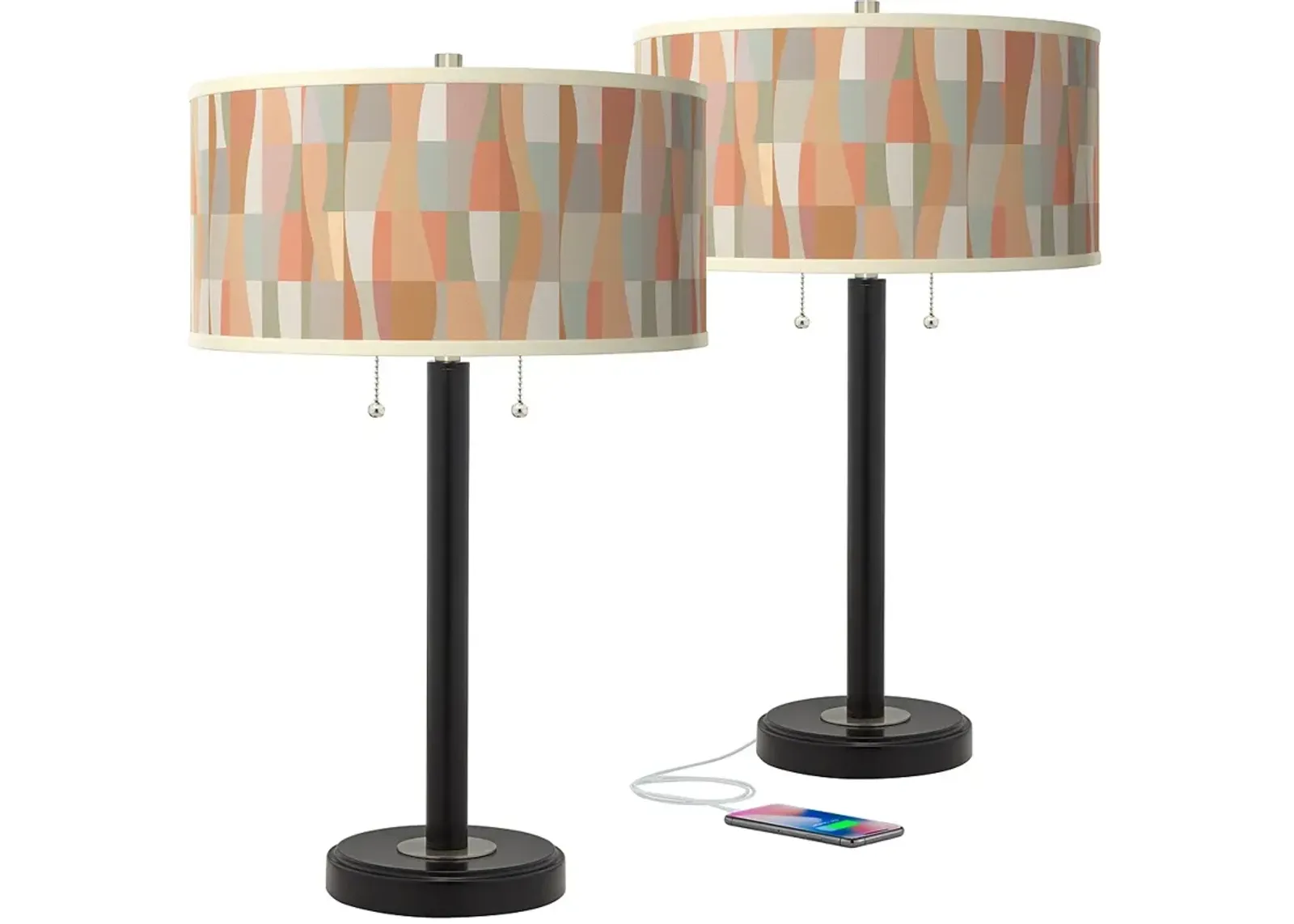 Sedona Arturo Black Bronze USB Table Lamps Set of 2