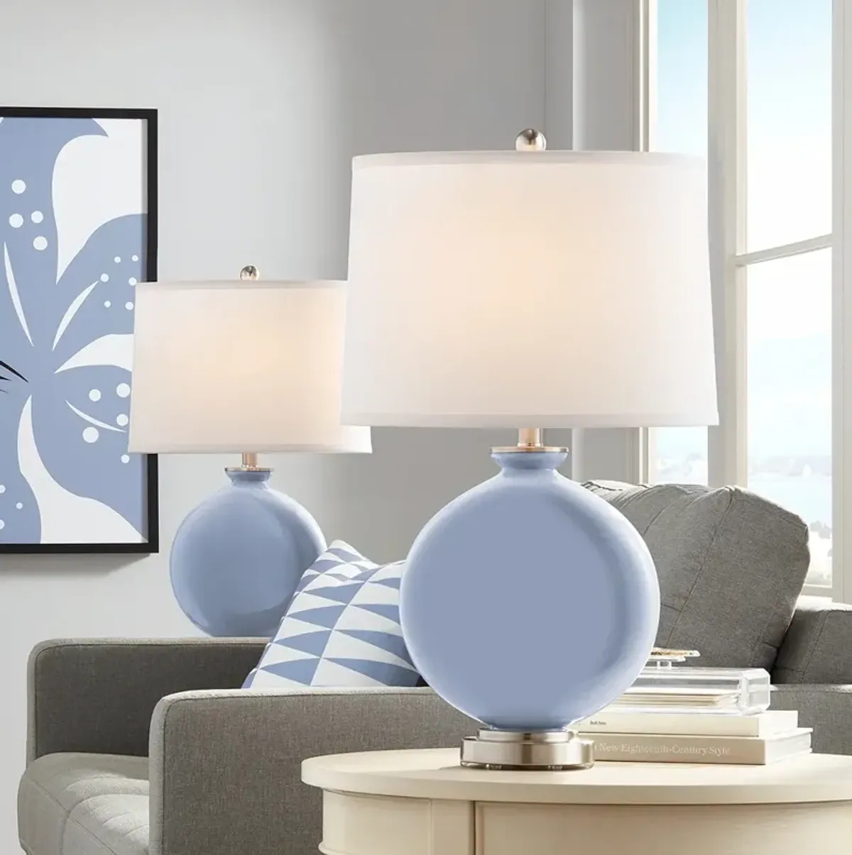 Color Plus Carrie 26 1/2" Sky Blue Table Lamp Set of 2