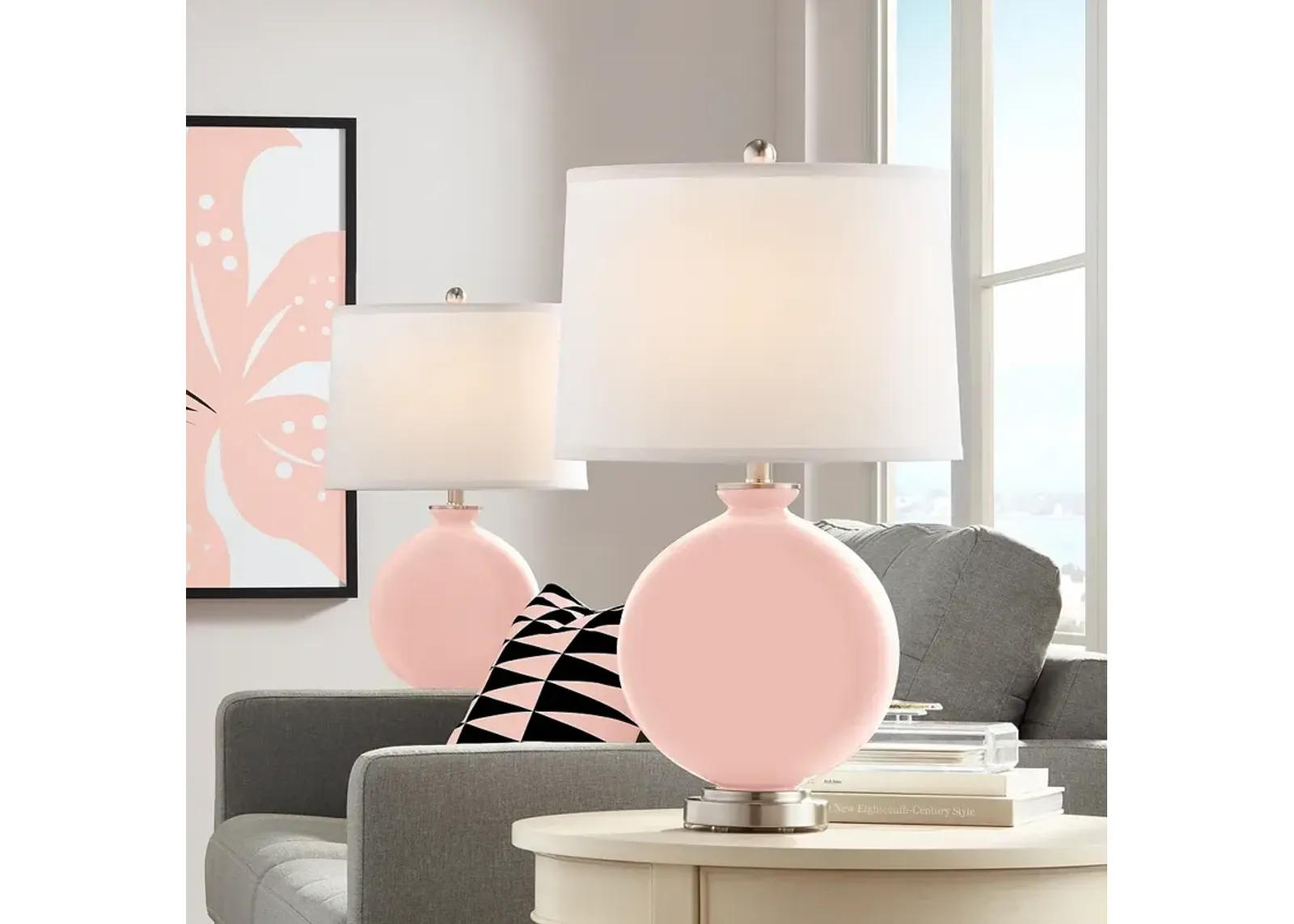 Color Plus Carrie 26 1/2" High Modern Rose Pink Table Lamps Set of 2