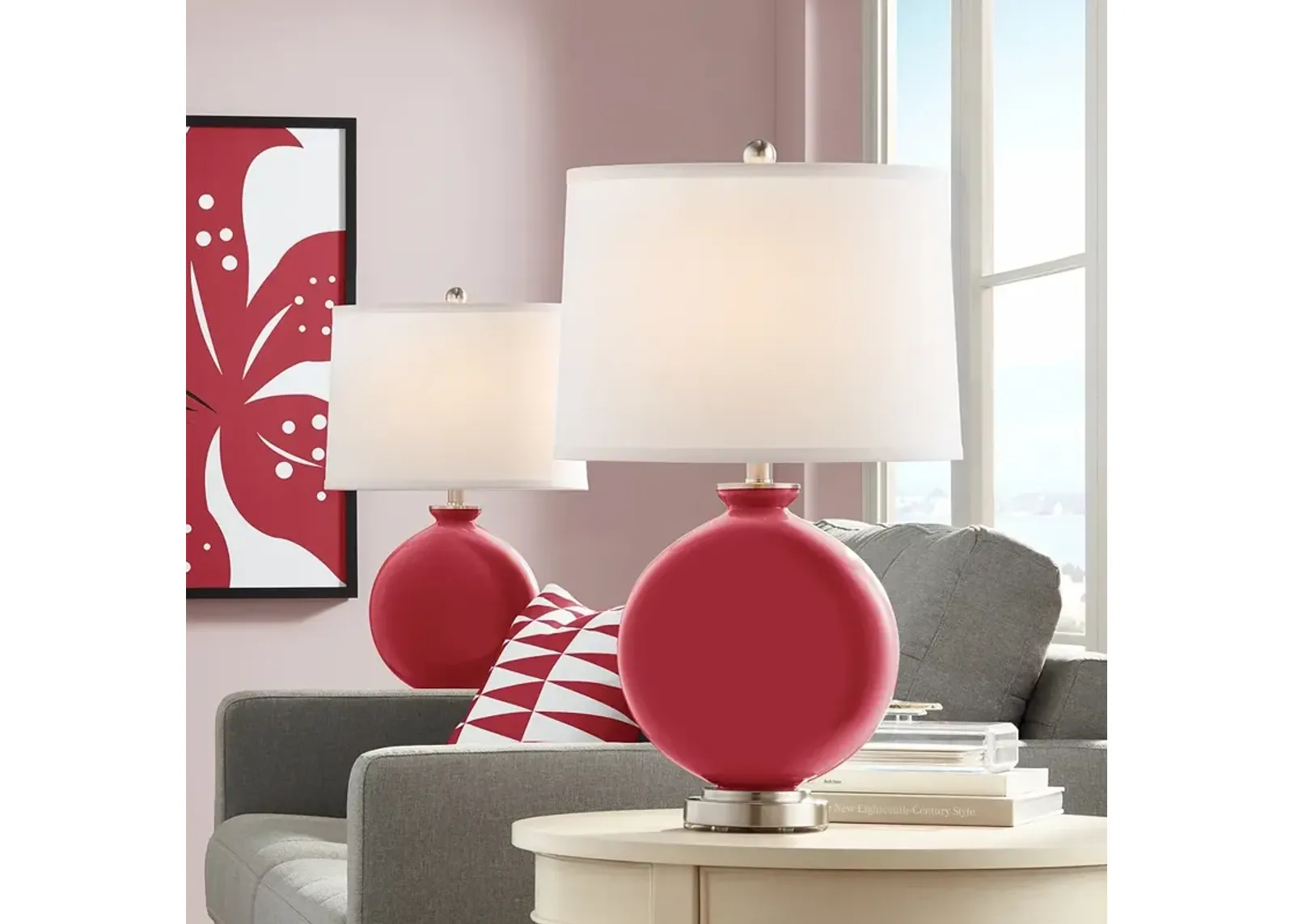 Color Plus Carrie 26 1/2" High Samba Red Table Lamps Set of 2