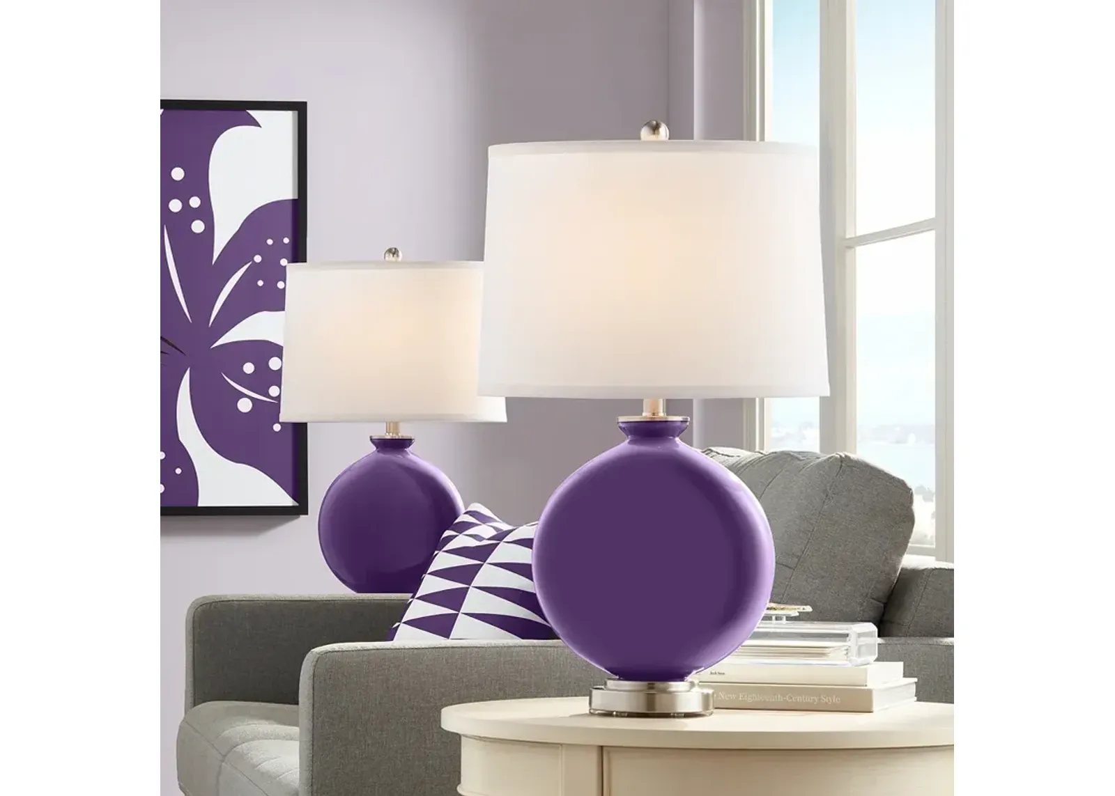 Color Plus Carrie 26 1/2" Acai Purple Table Lamp Set of 2