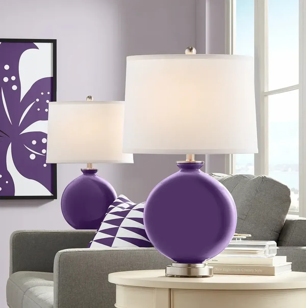 Color Plus Carrie 26 1/2" Acai Purple Table Lamp Set of 2