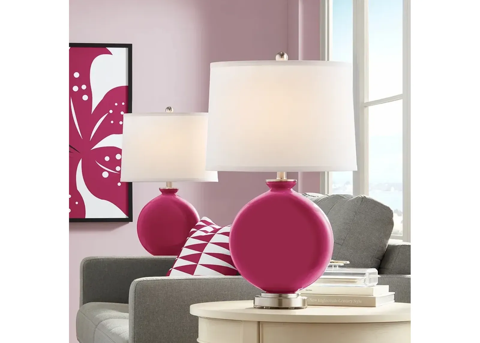 Color Plus Carrie 26 1/2" Vivacious Pink Table Lamps Set of 2