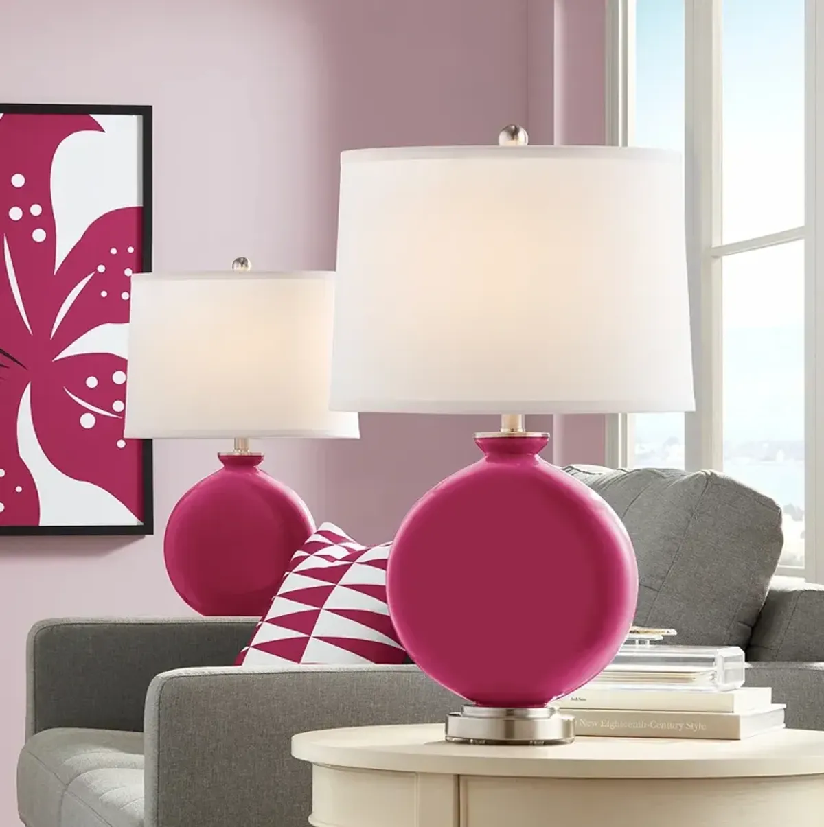 Color Plus Carrie 26 1/2" Vivacious Pink Table Lamps Set of 2