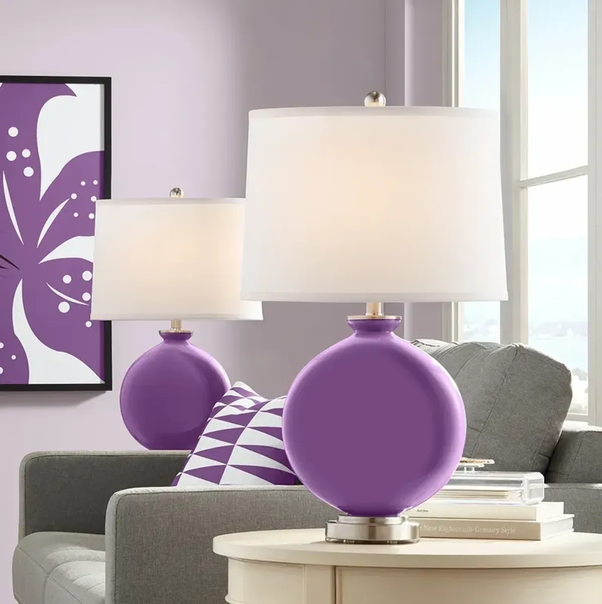 Color Plus Carrie 26 1/2" Passionate Purple Table Lamps Set of 2