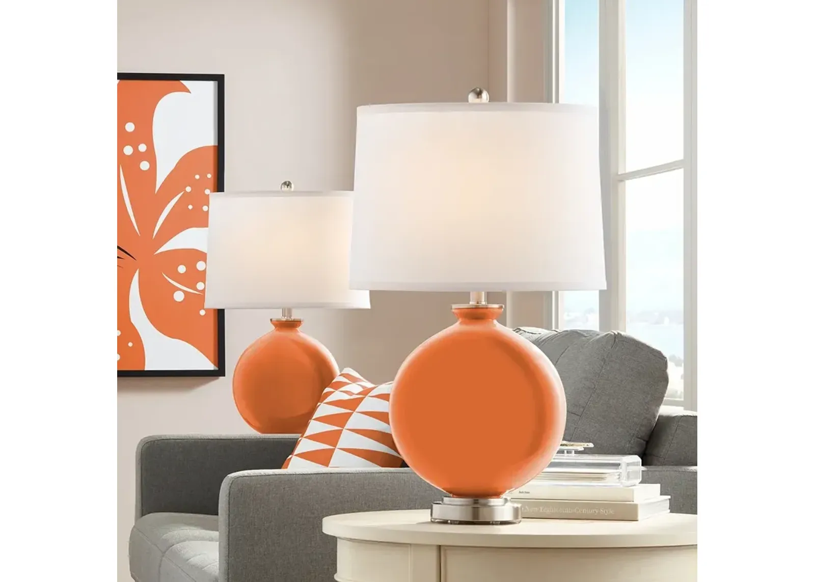 Color Plus Carrie 26 1/2" Celosia Orange Table Lamps Set of 2