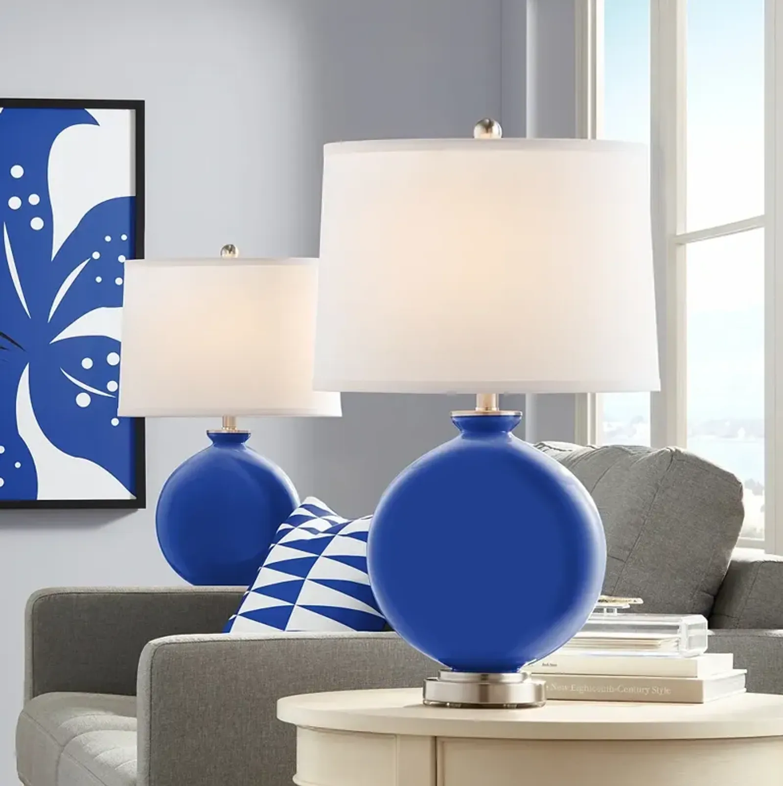 Color Plus Carrie 26 1/2" Dazzling Blue Table Lamp Set of 2