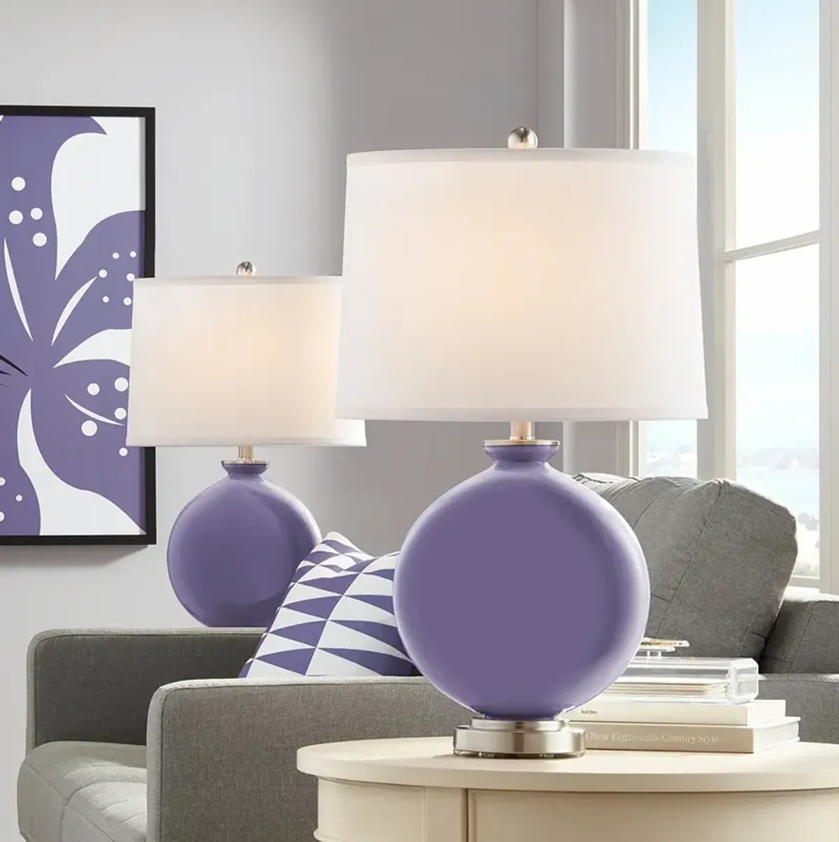 Color Plus Carrie 26 1/2" Purple Haze Table Lamps Set of 2
