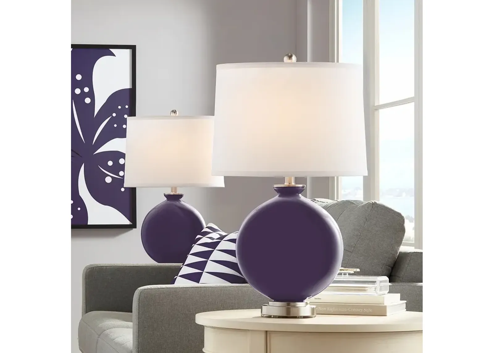 Color Plus Carrie 26 1/2" Quixotic Plum Purple Table Lamp Set of 2